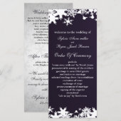 lila Schneeflocken Winterhochzeit Programm (Vorne/Hinten)