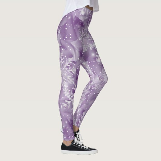 Lila Schneeflockenmuster Leggings (Rechts)