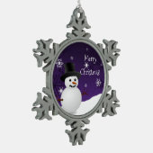 Lila Schneemann Winter Scene Snowflake Ornament (Links)