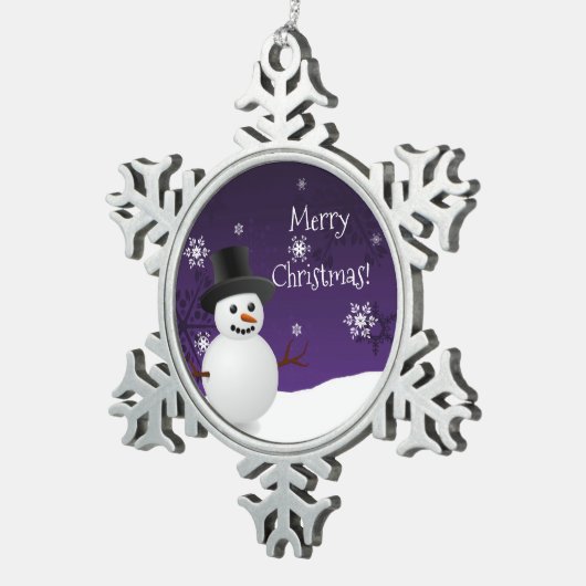 Lila Schneemann Winter Scene Snowflake Ornament (Rechts)