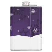 Lila Schneemann Winter Scene Weihnachtskolben Flachmann (Rückseite)
