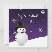 Lila Schneemann Winter Szene Weihnachts-Einladung Einladung (Vorderseite)