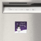 Lila Schneemann Winterlandschaft Weihnachtsmagnet Magnet (In Situ (Geschirrspüler))