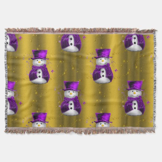 Lila Schneemann zu Weihnachten Decke (Vorderseite)