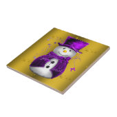 Lila Schneemann zu Weihnachten Fliese (Seite)