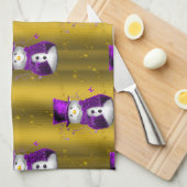 Lila Schneemann zu Weihnachten Geschirrtuch (Viertel Falte)