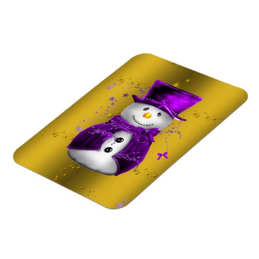 Lila Schneemann zu Weihnachten Magnet (Linke Seite)