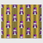 Lila Schneemänner zu Weihnachten Geschenkpapier (Flach)