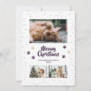 Lila Schneepfoten Foto Meowy Weihnachtskarte Feiertagskarte