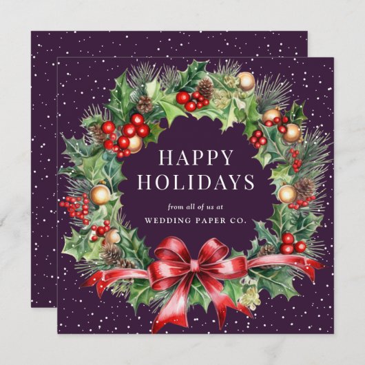 Lila Schneeschuhgeschäft Feiertagskarte (Vorne/Hinten)