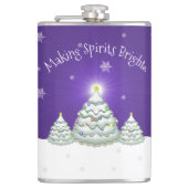 Lila Schneeweihnachtskolben Flachmann (Vorderseite)