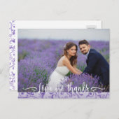 Lila Schnörkel Hochzeit Foto Vielen Dank Postkarte (Vorne/Hinten)