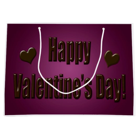 Lila Schokoladeglücklicher Valentine Große Geschenktüte (Vorderseite)