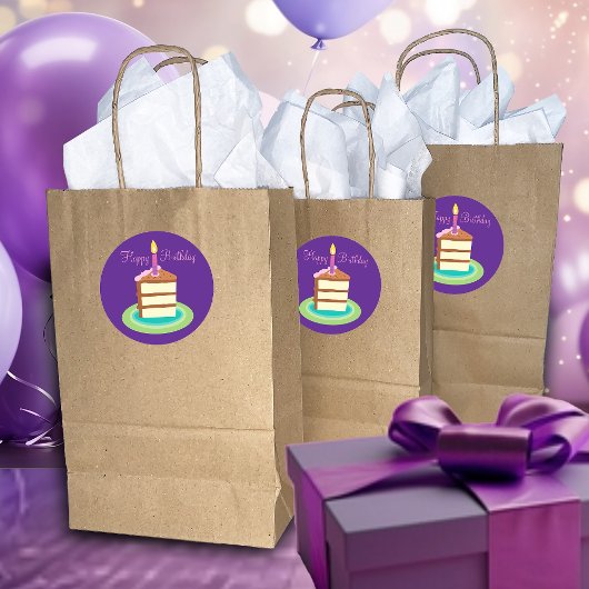 Lila Schokoladenkuchen Geburtstagsticker Runder Aufkleber