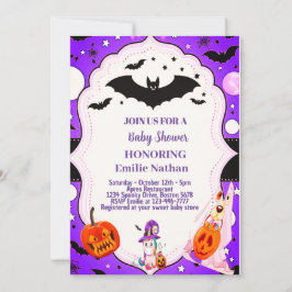 Lila schöne Halloween Niedliche Babydusche Einladung