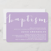 Lila schöne Kalligrafie Taufe Einladung (Vorderseite)