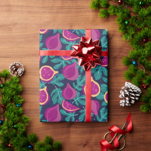 lila schönes Feigenmuster blau Geschenkpapier