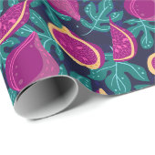 lila schönes Feigenmuster blau Geschenkpapier (Rolleneckpunkt)