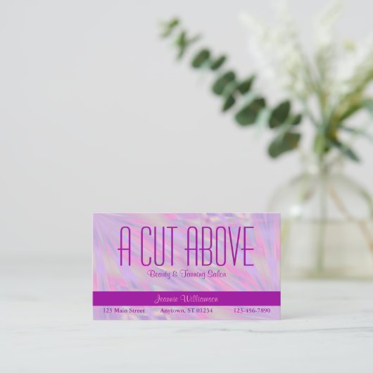 Lila Schönheitssalon Terminkarte (Stehend Vorderseite)