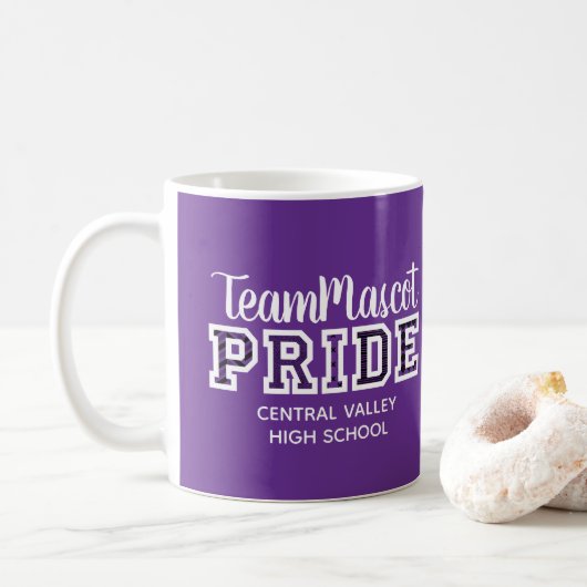 Lila School Pride Mascot Name Kaffee Tasse (Mit Donut)