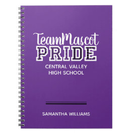 Lila School Pride Mascot Name Notebook Notizblock