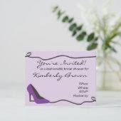 Lila Schuhdusche Einladung (Stehend Vorderseite)