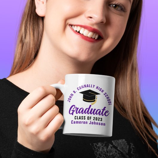Lila Schulabschluss Custom 2023 Abschluss Kaffeetasse