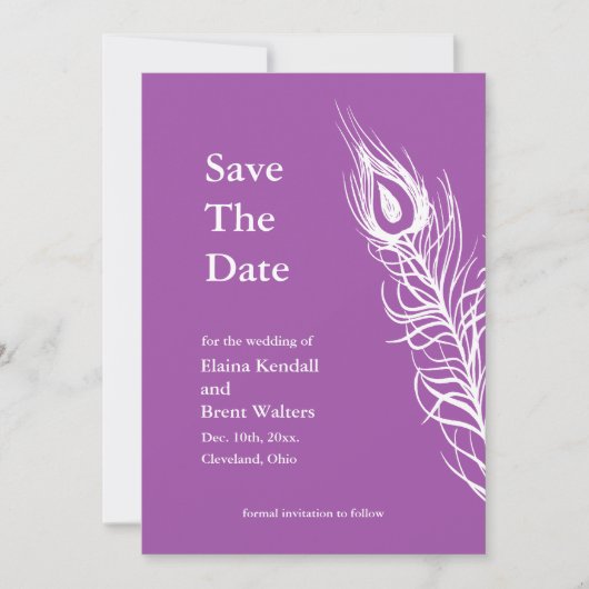 Lila Schütteln Sie Ihre Schwanz Feathers Save the Date (Vorderseite)