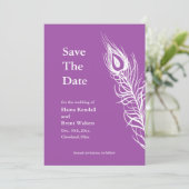 Lila Schütteln Sie Ihre Schwanz Feathers Save the Date (Stehend Vorderseite)