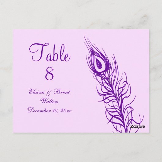 Lila Schütteln Sie Ihren Schwanz Feathers Tischnum Postkarte (Rückseite)