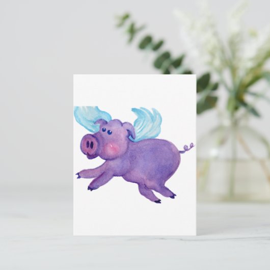 Lila Schwanz Postkarte (Stehend Vorderseite)