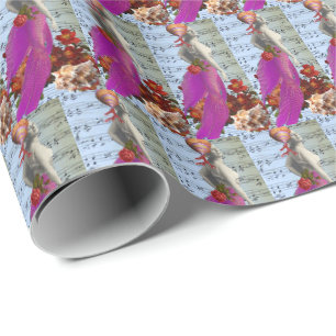 Lila Schwanz Vintage Meerjungfrau Collage Geschenkpapier
