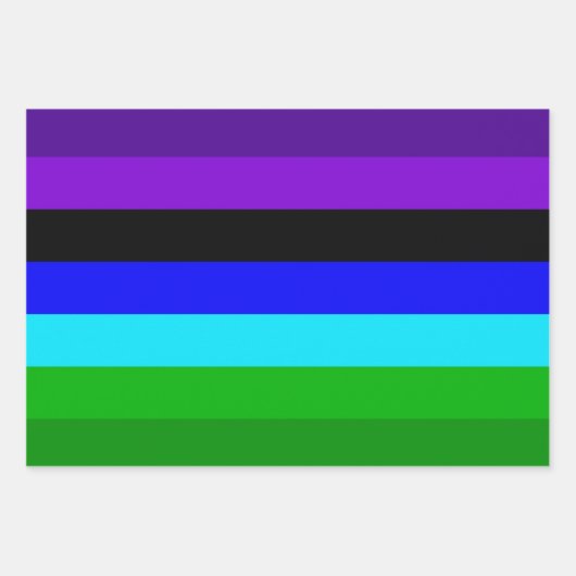 Lila, schwarz, blau und grün geschenkpapier set (Vorderseite)