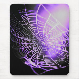 Lila Schwarz-Creepy-Spooky-Spinnennetz Mousepad