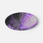 Lila Schwarz-Creepy-Spooky-Spinnennetz Pappteller (Schrägansicht)