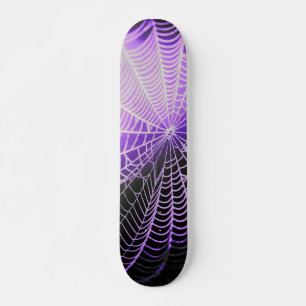 Lila Schwarz-Creepy-Spooky-Spinnennetz Skateboard