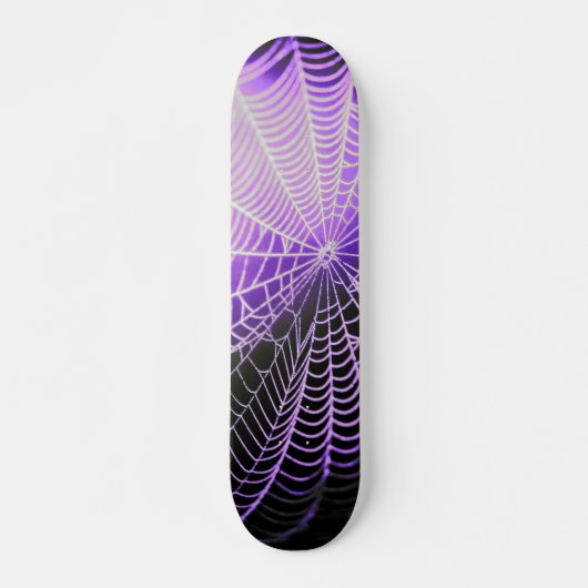 Lila Schwarz-Creepy-Spooky-Spinnennetz Skateboard (Vorne)
