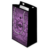 Lila Schwarz-Design Kleine Geschenktüte (Vorderseite Schrägansicht)
