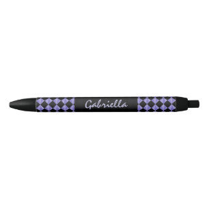 Lila Schwarz-Diamant-Muster Personalisierter Ink-P Kugelschreiber