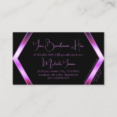 Lila Schwarz-geometrischer Rosa-Shimmer mit Monogr Visitenkarte (Rückseite)