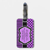 Lila, schwarz gestrichene Polkdoten Gepäckmarke Gepäckanhänger (Rückseite vertikal)