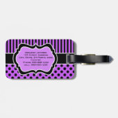 Lila, schwarz gestrichene Polkdoten Gepäckmarke Gepäckanhänger (Rückseite horizontal)