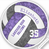 lila Schwarz-Girl-Volleyball-Mannschaftsfarben Aufkleber (Vorderseite)