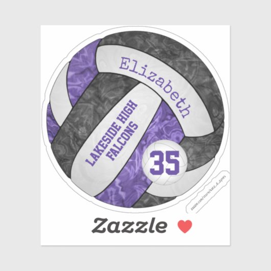 lila Schwarz-Girl-Volleyball-Mannschaftsfarben Aufkleber (Blatt)