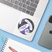 lila Schwarz-Girl-Volleyball-Mannschaftsfarben Aufkleber (Laptop mit iPhone)