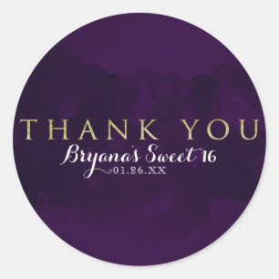 Lila Schwarz & Gold Glam Moderne Party Geschenke Runder Aufkleber