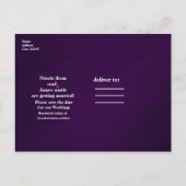 Lila Schwarz & Gold Glam Modernes Save the Date Ankündigungspostkarte (Rückseite)