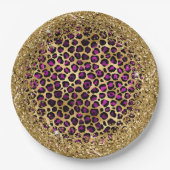 Lila Schwarz-Gold Glitterie Foil Leopard Glam Pappteller (Vorderseite)