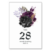 Lila Schwarz-Gold-Gothic-Hochzeit Tischnummer (Vorderseite)