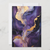 Lila Schwarz-, Gold- und Dunkelfarbenhochzeit Einladung (Rückseite)